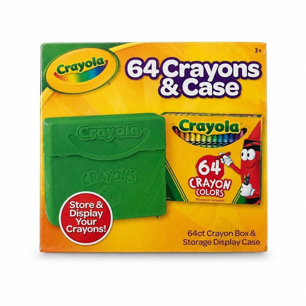 Crayola 64 Crayons & Plastic Case Green New Factory Sealed Store & Display